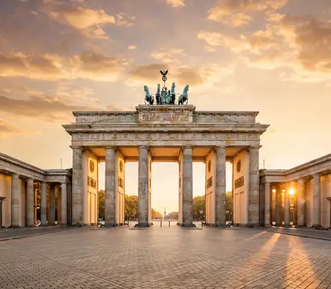 The Brandenburg Gate in Berlin at sunset